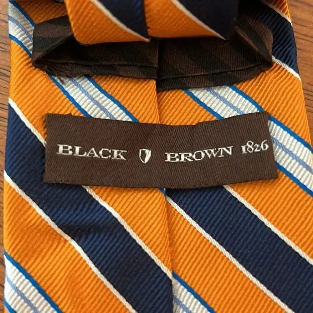 NEW Black Brown 1826 Men’s Silk Tie
